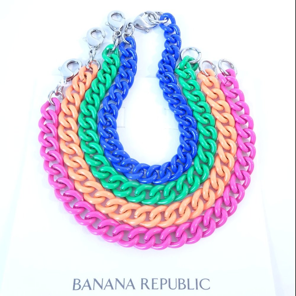 Banana Republic Rainbow Stackable Enamel Link Bracelet Set 4 NWT 39 EA - Picture 7 of 9
